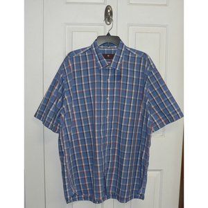 Toscano by Patrick Assaraf Short Sleeve Plaid Button Up Shirt Red White Blue 2XL